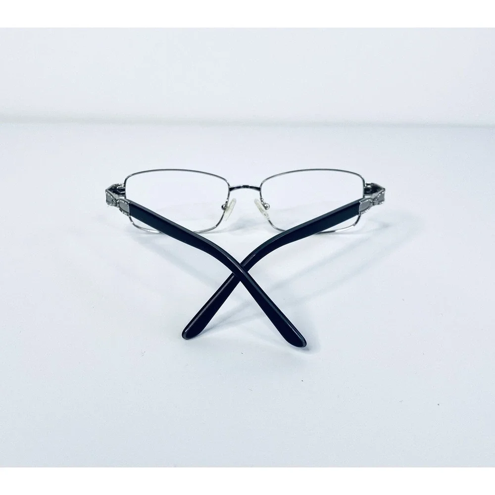 Versace Silver Rectangular Glasses Crystal Medusa Temples MOD 1099 52 18 135
